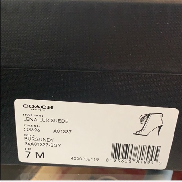 Coach Lena burgundy Suede Leather Sexy Fun Open Toe Ankle Boots Booties [size 7] - Picture 4 of 8